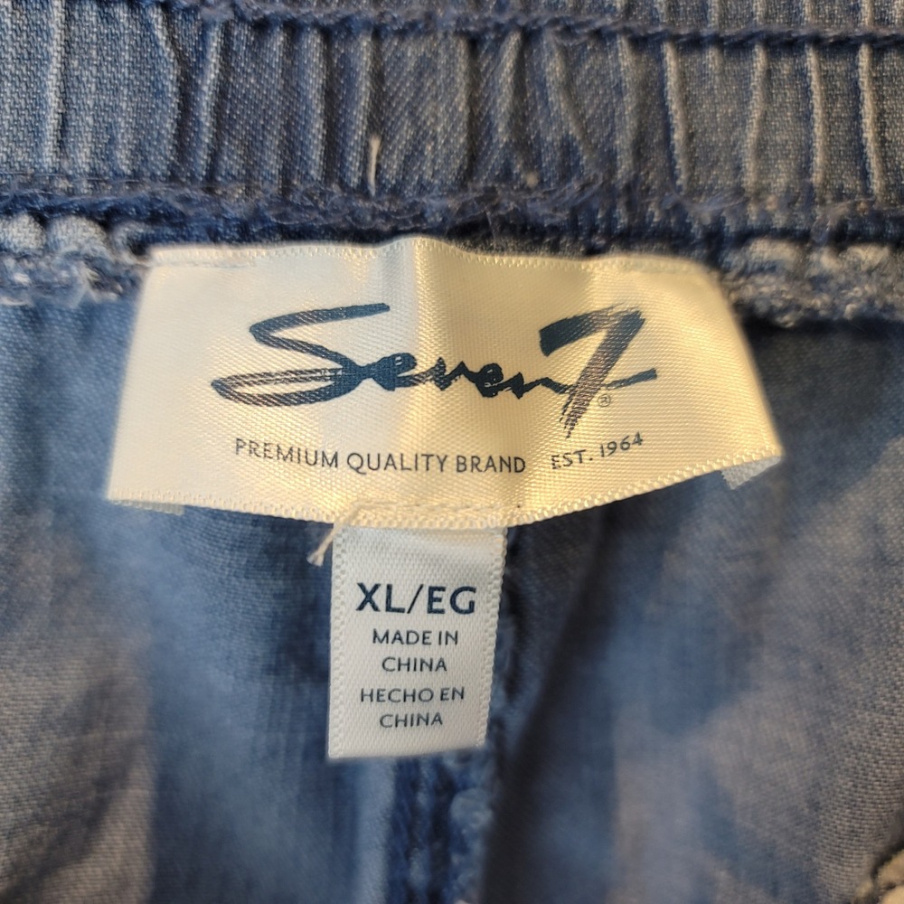 Seven7 Utility Jogger Pants Blue Denim Pull-On Womens Sz XL Cargo - Picture 9 of 13